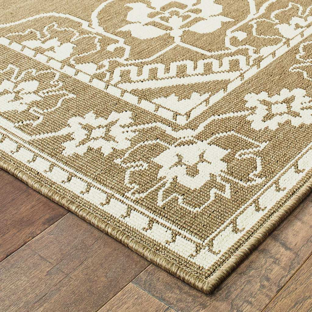 2' X 8' Tan Oriental Stain Resistant Indoor Outdoor Area Rug - Homeroots - Flyclothing LLC