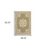 2' X 4' Tan Oriental Stain Resistant Indoor Outdoor Area Rug - Homeroots - Flyclothing LLC
