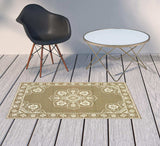 2' X 4' Tan Oriental Stain Resistant Indoor Outdoor Area Rug - Homeroots - Flyclothing LLC