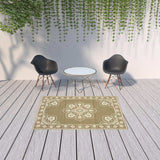 5' X 8' Tan Oriental Stain Resistant Indoor Outdoor Area Rug - Homeroots - Flyclothing LLC