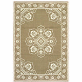 9' X 13' Tan Oriental Stain Resistant Indoor Outdoor Area Rug - Homeroots - Flyclothing LLC