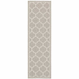 2' X 7' Gray and Ivory Geometric Stain Resistant Indoor Outdoor Area Rug - Homeroots - Flyclothing LLC