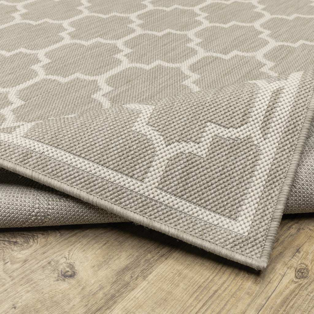 2' X 7' Gray and Ivory Geometric Stain Resistant Indoor Outdoor Area Rug - Homeroots - Flyclothing LLC