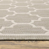 10' X 13' Gray and Ivory Geometric Stain Resistant Indoor Outdoor Area Rug - Homeroots - Flyclothing LLC