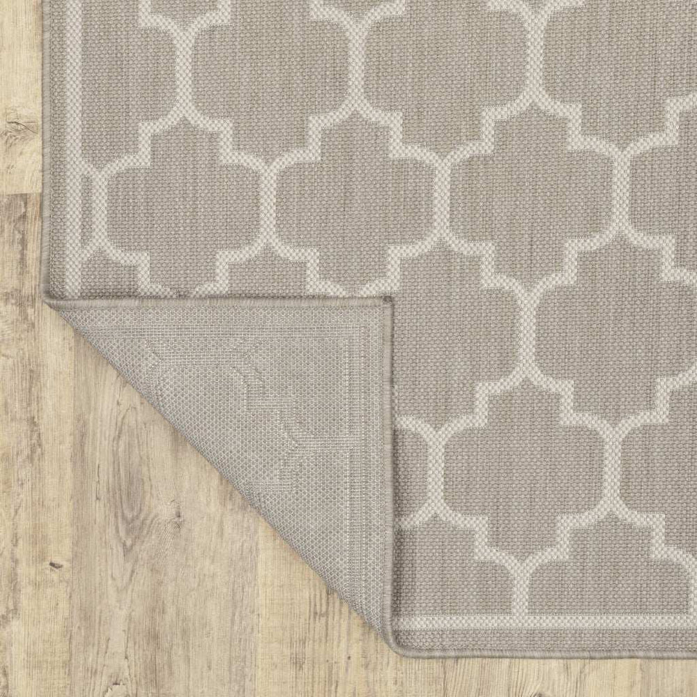 10' X 13' Gray and Ivory Geometric Stain Resistant Indoor Outdoor Area Rug - Homeroots - Flyclothing LLC