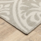 5' X 7' Gray and Ivory Floral Stain Resistant Indoor Outdoor Area Rug - Homeroots - Flyclothing LLC