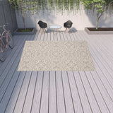 10' X 13' Gray and Ivory Floral Stain Resistant Indoor Outdoor Area Rug - Homeroots - Flyclothing LLC