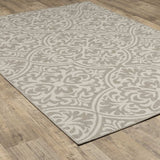 10' X 13' Gray and Ivory Floral Stain Resistant Indoor Outdoor Area Rug - Homeroots - Flyclothing LLC