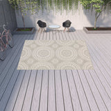 10' X 13' Gray and Ivory Geometric Stain Resistant Indoor Outdoor Area Rug - Homeroots - Flyclothing LLC