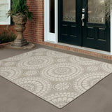 10' X 13' Gray and Ivory Geometric Stain Resistant Indoor Outdoor Area Rug - Homeroots - Flyclothing LLC