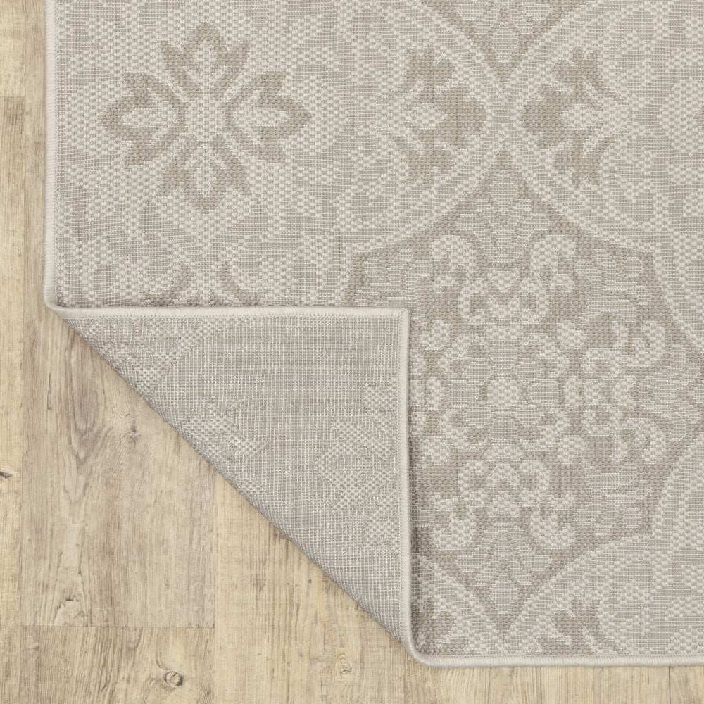 2' X 7' Gray and Ivory Floral Stain Resistant Indoor Outdoor Area Rug - Homeroots - Flyclothing LLC