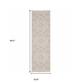 2' X 7' Gray and Ivory Floral Stain Resistant Indoor Outdoor Area Rug - Homeroots - Flyclothing LLC