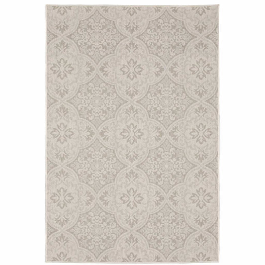3' X 5' Gray and Ivory Floral Stain Resistant Indoor Outdoor Area Rug - Homeroots - Flyclothing LLC