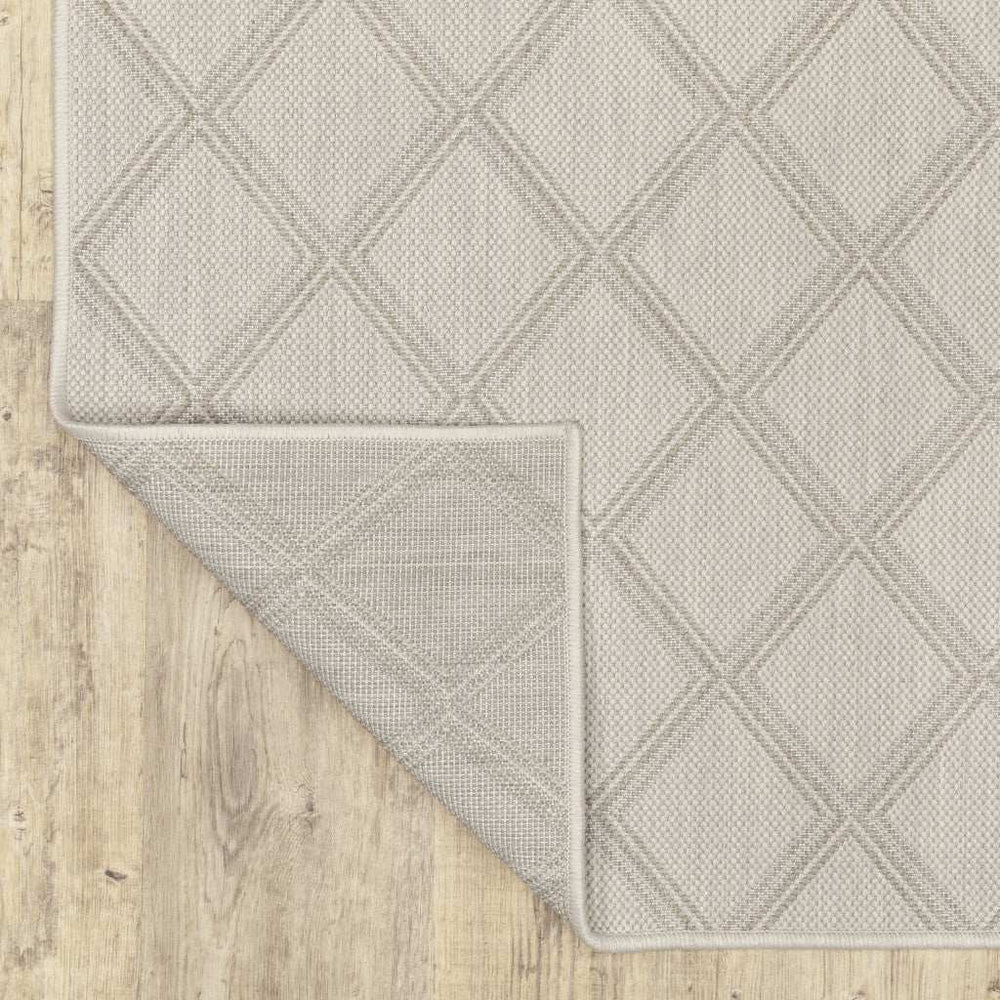 2' X 7' Gray and Ivory Geometric Stain Resistant Indoor Outdoor Area Rug - Homeroots - Flyclothing LLC