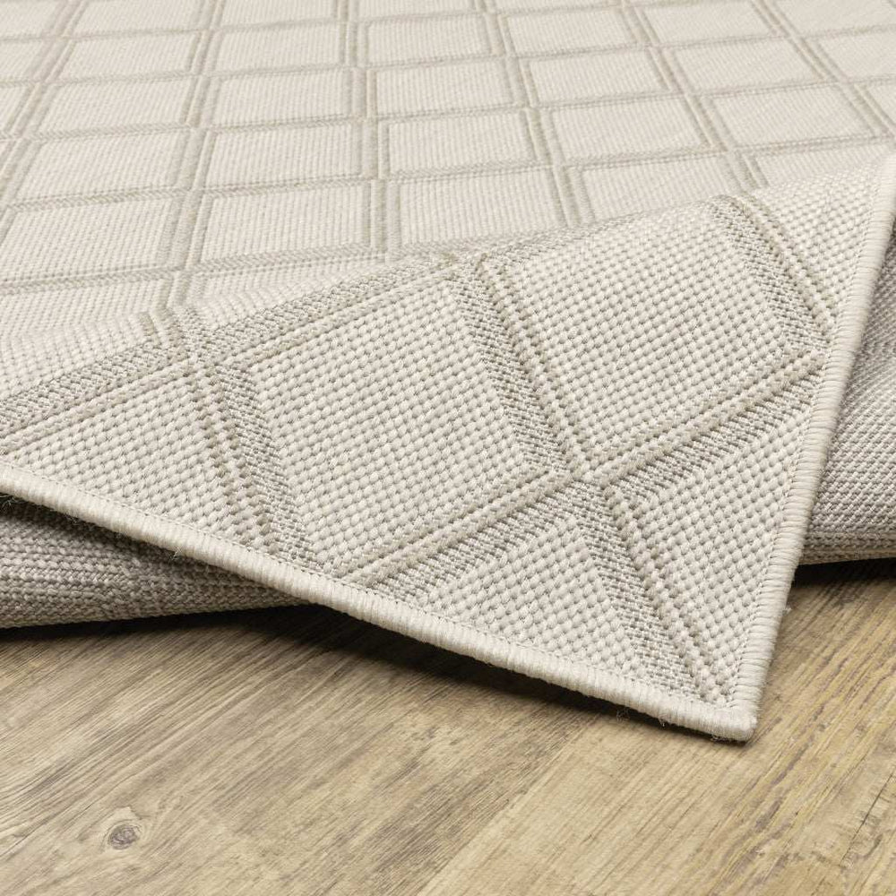 2' X 7' Gray and Ivory Geometric Stain Resistant Indoor Outdoor Area Rug - Homeroots - Flyclothing LLC