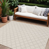7' X 9' Gray and Ivory Geometric Stain Resistant Indoor Outdoor Area Rug - Homeroots - Flyclothing LLC