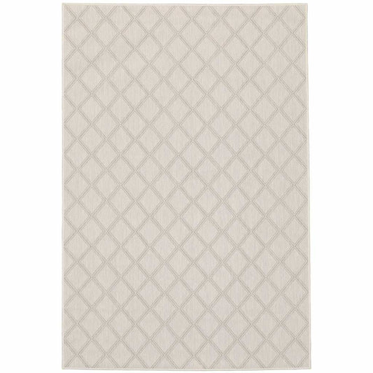 8' x 10' Gray and Ivory Geometric Stain Resistant Indoor Outdoor Area Rug - Homeroots - Flyclothing LLC