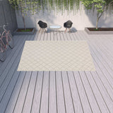 10' X 13' Gray and Ivory Geometric Stain Resistant Indoor Outdoor Area Rug - Homeroots - Flyclothing LLC