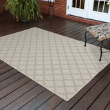 10' X 13' Gray and Ivory Geometric Stain Resistant Indoor Outdoor Area Rug - Homeroots - Flyclothing LLC