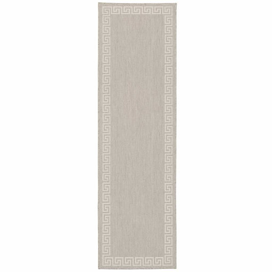 2' X 7' Gray and Ivory Stain Resistant Indoor Outdoor Area Rug - Homeroots - Flyclothing LLC