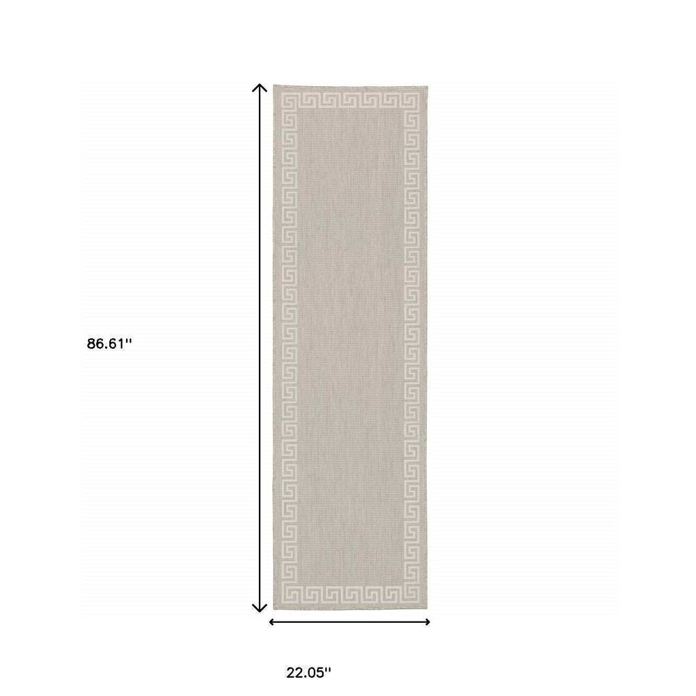 2' X 7' Gray and Ivory Stain Resistant Indoor Outdoor Area Rug - Homeroots - Flyclothing LLC