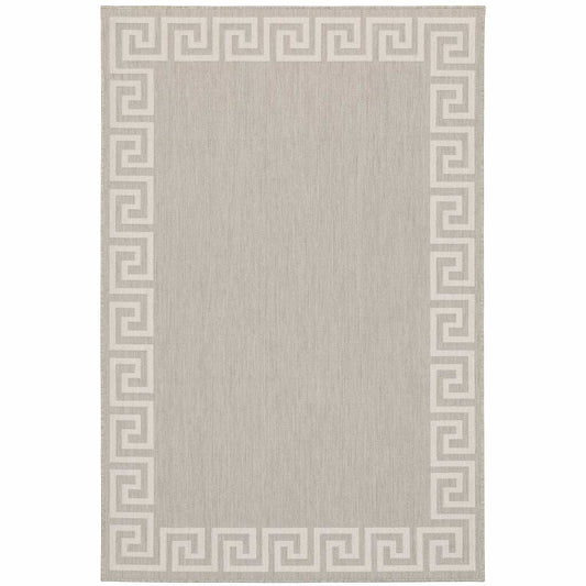 5' X 7' Gray and Ivory Stain Resistant Indoor Outdoor Area Rug - Homeroots - Flyclothing LLC