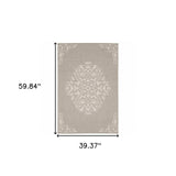 3' X 5' Gray and Ivory Oriental Stain Resistant Indoor Outdoor Area Rug - Homeroots - Flyclothing LLC