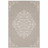 3' X 5' Gray and Ivory Oriental Stain Resistant Indoor Outdoor Area Rug - Homeroots - Flyclothing LLC