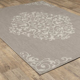 3' X 5' Gray and Ivory Oriental Stain Resistant Indoor Outdoor Area Rug - Homeroots - Flyclothing LLC