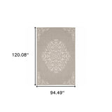8' X 10' Gray and Ivory Oriental Stain Resistant Indoor Outdoor Area Rug - Homeroots - Flyclothing LLC