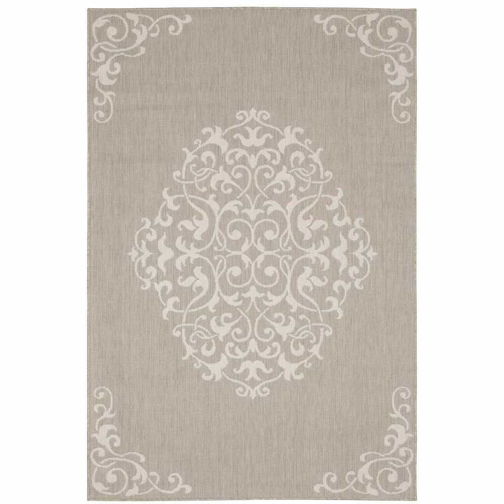 8' X 10' Gray and Ivory Oriental Stain Resistant Indoor Outdoor Area Rug - Homeroots - Flyclothing LLC