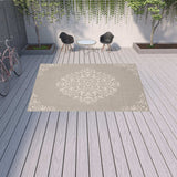 10' X 13' Gray and Ivory Oriental Stain Resistant Indoor Outdoor Area Rug - Homeroots - Flyclothing LLC