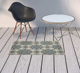 2' X 4' Blue and Beige Oriental Stain Resistant Indoor Outdoor Area Rug - Homeroots - Flyclothing LLC
