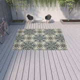 10' X 13' Blue and Beige Oriental Stain Resistant Indoor Outdoor Area Rug - Homeroots - Flyclothing LLC