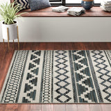 2' X 4' Blue and Beige Geometric Stain Resistant Indoor Outdoor Area Rug - Homeroots - Flyclothing LLC