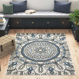2' X 4' Blue and Beige Geometric Stain Resistant Indoor Outdoor Area Rug - Homeroots - Flyclothing LLC