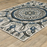 2' X 4' Blue and Beige Geometric Stain Resistant Indoor Outdoor Area Rug - Homeroots - Flyclothing LLC