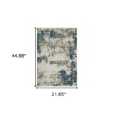 2' X 4' Blue and Beige Abstract Stain Resistant Indoor Outdoor Area Rug - Homeroots - Flyclothing LLC