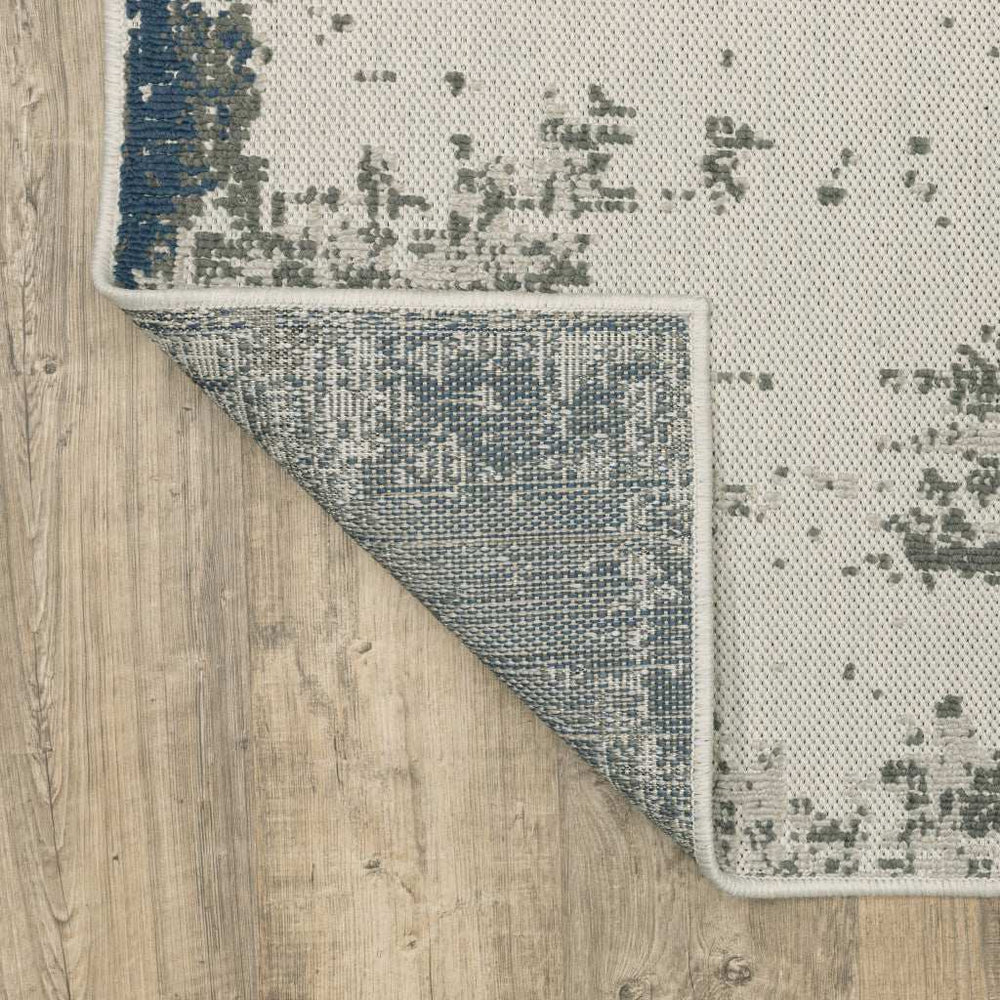 2' X 4' Blue and Beige Abstract Stain Resistant Indoor Outdoor Area Rug - Homeroots - Flyclothing LLC