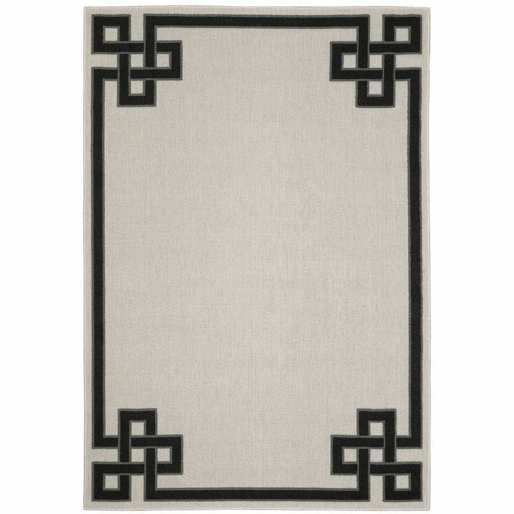 3' X 5' Beige and Black Stain Resistant Indoor Outdoor Area Rug - Homeroots - Flyclothing LLC