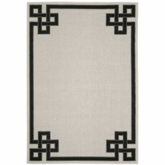 3' X 5' Beige and Black Stain Resistant Indoor Outdoor Area Rug - Homeroots - Flyclothing LLC