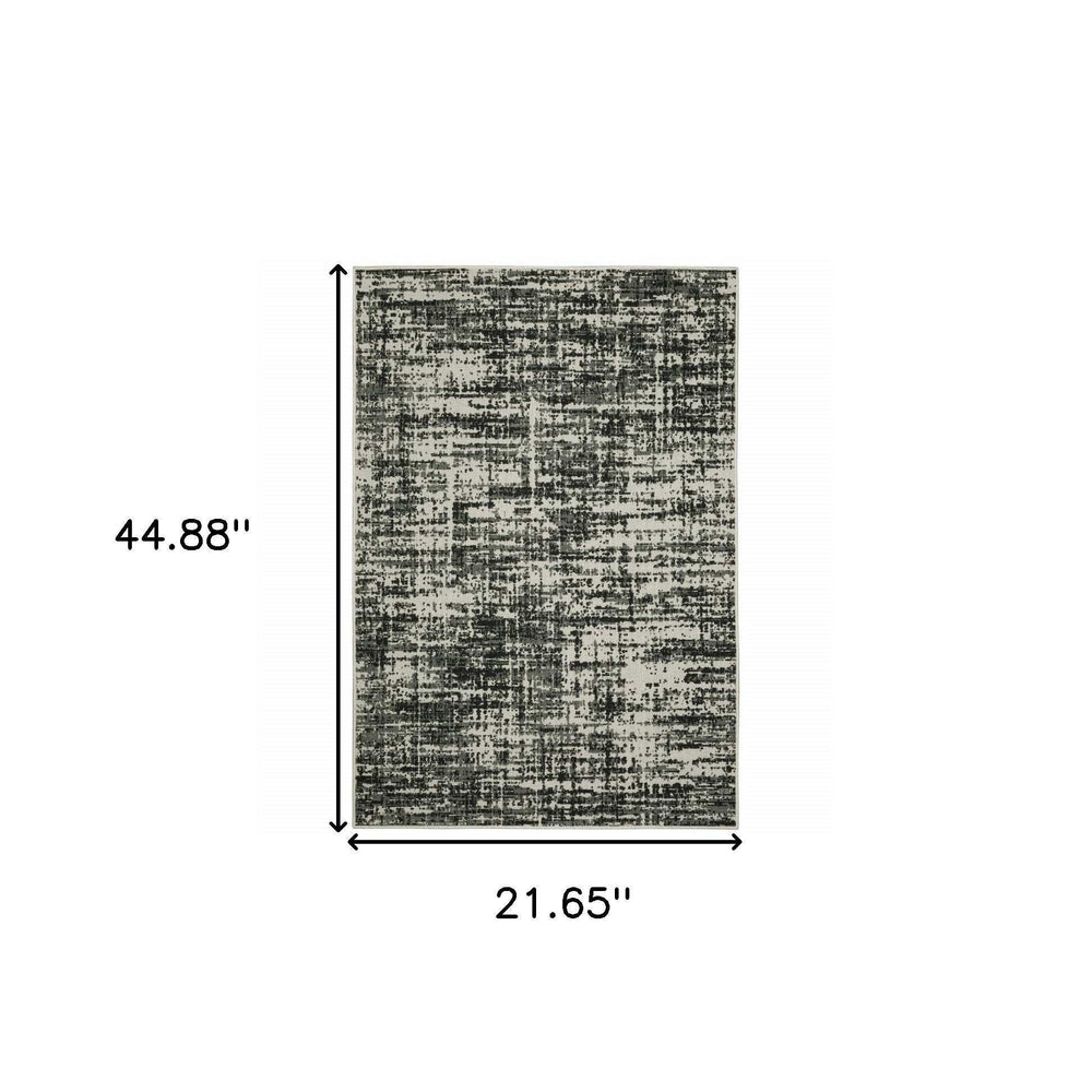 2' X 4' Beige and Black Abstract Stain Resistant Indoor Outdoor Area Rug - Homeroots - Flyclothing LLC