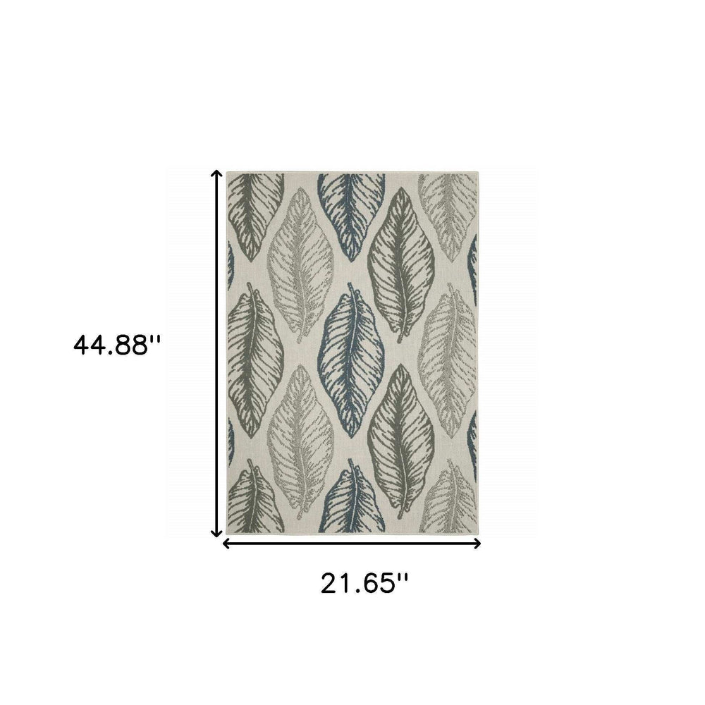 2' X 4' Beige Floral Stain Resistant Indoor Outdoor Area Rug - Homeroots - Flyclothing LLC
