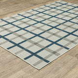 2' X 4' Blue and Beige Geometric Stain Resistant Indoor Outdoor Area Rug - Homeroots - Flyclothing LLC