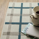 2' X 4' Blue and Beige Geometric Stain Resistant Indoor Outdoor Area Rug - Homeroots - Flyclothing LLC