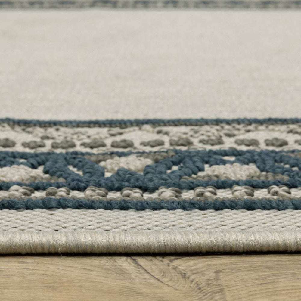 2' X 4' Blue and Beige Stain Resistant Indoor Outdoor Area Rug - Homeroots - Flyclothing LLC
