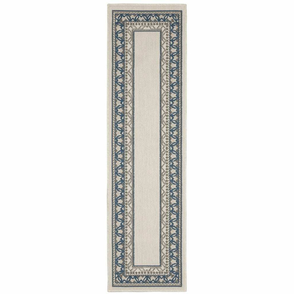 2' X 7' Blue and Beige Stain Resistant Indoor Outdoor Area Rug - Homeroots - Flyclothing LLC