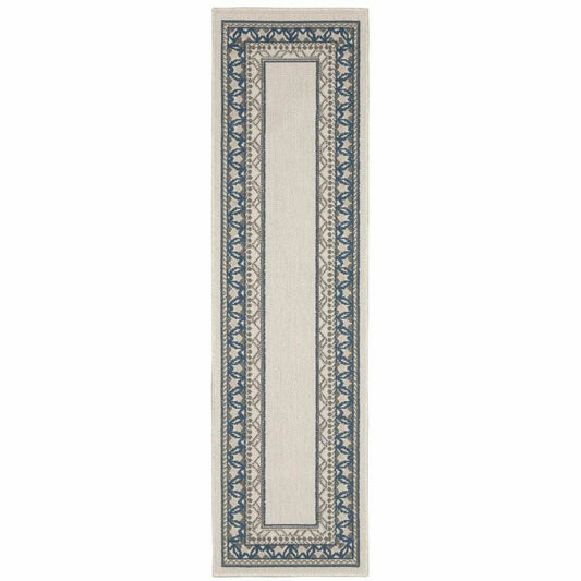 2' X 7' Blue and Beige Stain Resistant Indoor Outdoor Area Rug - Homeroots - Flyclothing LLC