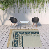 7' X 9' Blue and Beige Stain Resistant Indoor Outdoor Area Rug - Homeroots - Flyclothing LLC