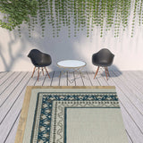 8' X 10' Blue and Beige Stain Resistant Indoor Outdoor Area Rug - Homeroots - Flyclothing LLC